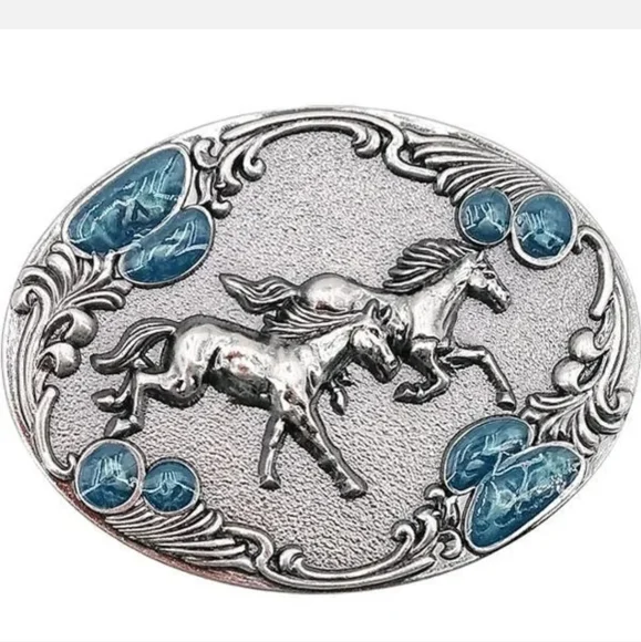 Beautiful horses horse turquoise colors and silver belt buckle hundreds more - Picture 1 of 1